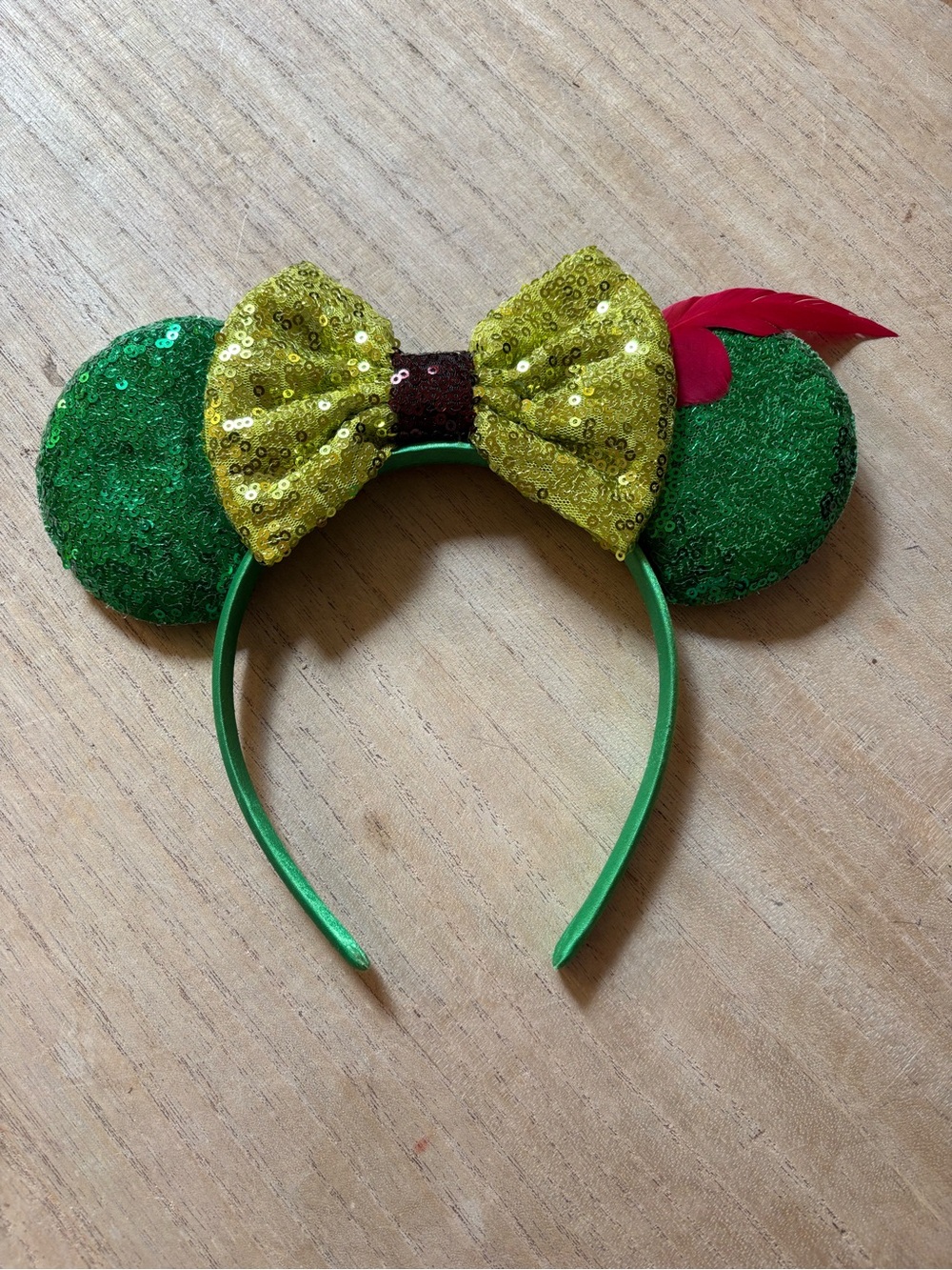 Disneyland Peter Pan Green Sequin Mouse Ears Headband